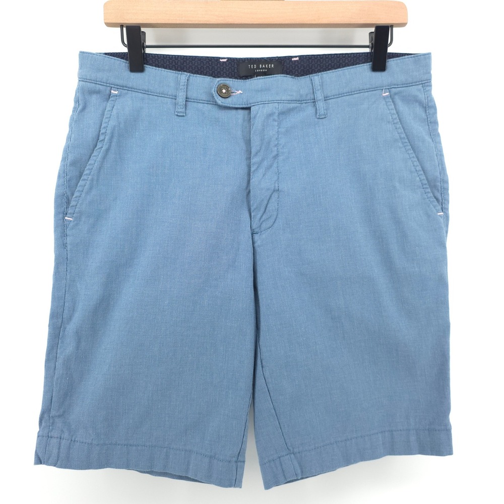 Ted Baker Cortrom Mens Chino Shorts 32 Blue Textured Paisley Lining